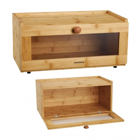 Cutie de pâine Klausberg KB 7924, 40 cm, Acrilic frontal, Bambus, Maro
