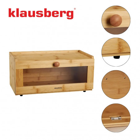 Cutie de pâine Klausberg KB 7924, 40 cm, Acrilic frontal, Bambus, Maro