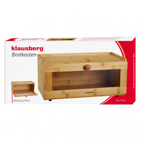 Cutie de pâine Klausberg KB 7924, 40 cm, Acrilic frontal, Bambus, Maro