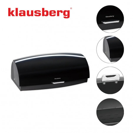 Cutie pentru paine Klausberg KB 7931, 45 cm, Maner ergonomic, Metal, Negru