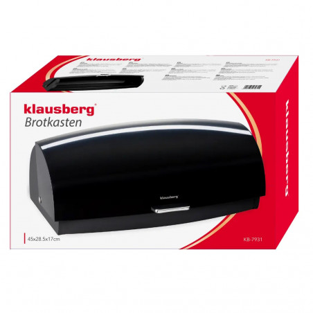 Cutie pentru paine Klausberg KB 7931, 45 cm, Maner ergonomic, Metal, Negru