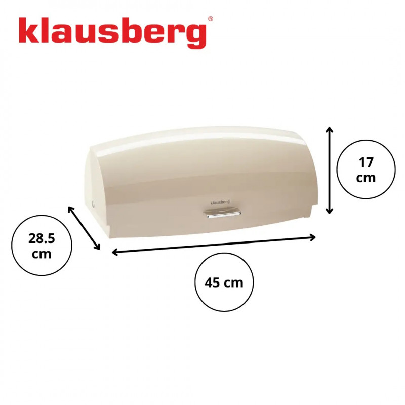 Cutie pentru paine Klausberg KB 7932, 45 cm, Maner ergonomic, Metal, Bej