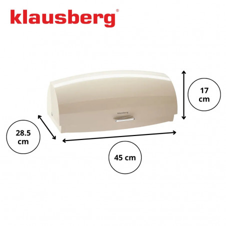 Cutie pentru paine Klausberg KB 7932, 45 cm, Maner ergonomic, Metal, Bej