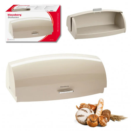 Cutie pentru paine Klausberg KB 7932, 45 cm, Maner ergonomic, Metal, Bej