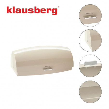 Cutie pentru paine Klausberg KB 7932, 45 cm, Maner ergonomic, Metal, Bej