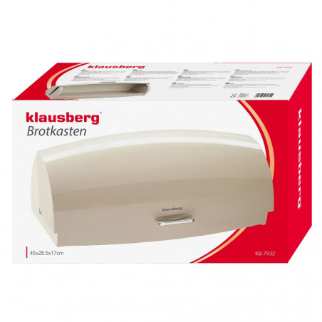 Cutie pentru paine Klausberg KB 7932, 45 cm, Maner ergonomic, Metal, Bej