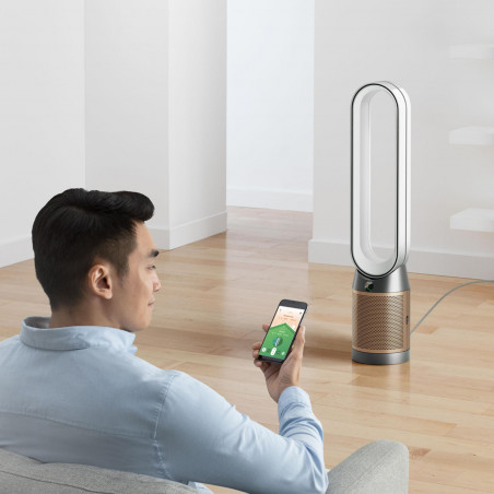 Purificator și răcitor de aer Dyson PC2 De-NOx TP12 Wh/Gd, 40W, 40 m2, 10 viteze, oscilație, HEPA, MyDyson™, Wi-Fi, LCD, inteligent, control vocal, mod automat, alb/dorat