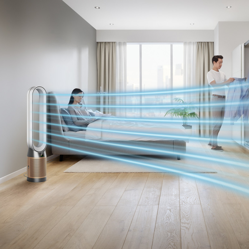 Purificator și răcitor de aer Dyson Cool Formaldehyde™ TP09, 40W, 40 m2, 10 viteze, oscilație, HEPA, Wi-Fi, LCD, control vocal, alb/dorat