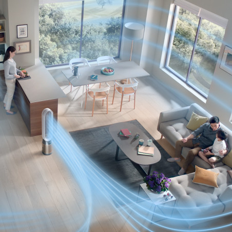 Purificator și răcitor de aer Dyson Cool Formaldehyde™ TP09, 40W, 40 m2, 10 viteze, oscilație, HEPA, Wi-Fi, LCD, control vocal, alb/dorat