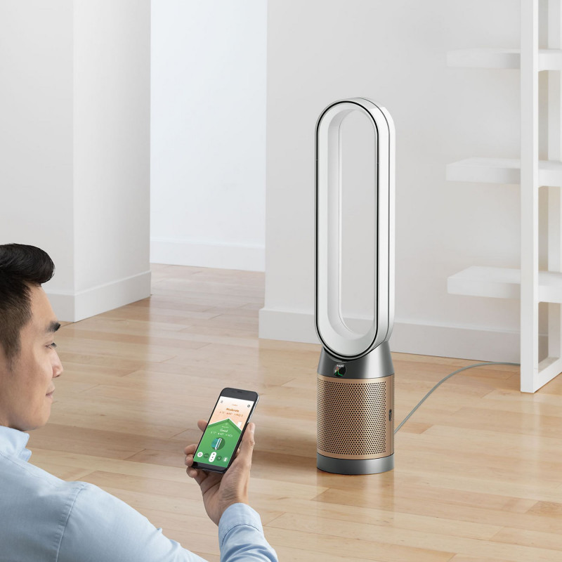 Purificator și răcitor de aer Dyson Cool Formaldehyde™ TP09, 40W, 40 m2, 10 viteze, oscilație, HEPA, Wi-Fi, LCD, control vocal, alb/dorat