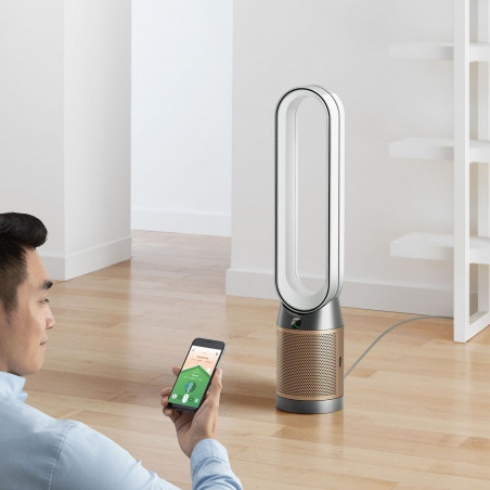 Purificator și răcitor de aer Dyson Cool Formaldehyde™ TP09, 40W, 40 m2, 10 viteze, oscilație, HEPA, Wi-Fi, LCD, control vocal, alb/dorat