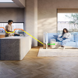 Purificator și răcitor de aer Dyson Cool Formaldehyde™ TP09, 40W, 40 m2, 10 viteze, oscilație, HEPA, Wi-Fi, LCD, control vocal, alb/dorat