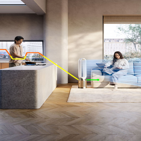 Purificator și răcitor de aer Dyson Cool Formaldehyde™ TP09, 40W, 40 m2, 10 viteze, oscilație, HEPA, Wi-Fi, LCD, control vocal, alb/dorat