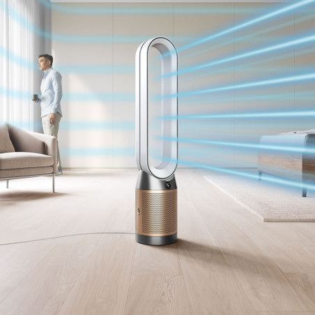 Purificator și răcitor de aer Dyson Cool Formaldehyde™ TP09, 40W, 40 m2, 10 viteze, oscilație, HEPA, Wi-Fi, LCD, control vocal, alb/dorat