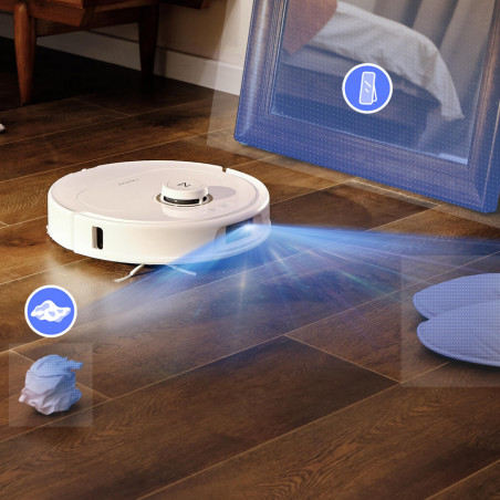 Aspirator robotizat Roborock Q Revo Max V, 7000Pa, 180 min, 300 m2, Dry/Mocro, Wi-Fi, PreciSense® LiDAR + Reactive AI, Asistent vocal, alb