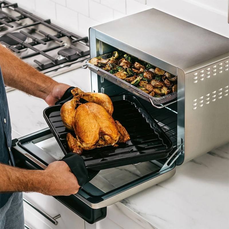 Cuptor multifunctional NINJA Foodi DT200EU, 2400W, 29L, 10in1, Timer, Convectie, Ecran tactil, Gatit uniform pe doua nivele, Inox/negru