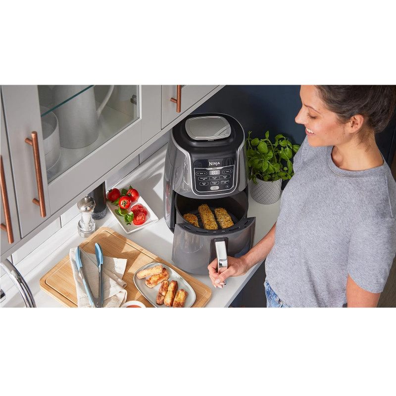 Friteuza cu aer cald Ninja AF160EU, 2470W, 5,2 l, 6 programe, Max Crisp, Gri