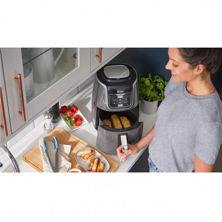 Friteuza cu aer cald Ninja AF160EU, 2470W, 5,2 l, 6 programe, Max Crisp, Gri