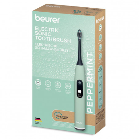 Periuta de dinti electrica sonica Beurer SC 50, 80000 rpm, 5 moduri, Timer, Autonomie 22 zile, Afisaj LED, Tip-C + Placa magnetica, Verde