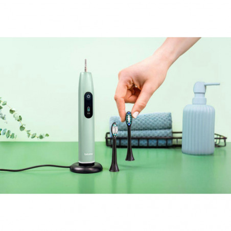 Periuta de dinti electrica sonica Beurer SC 50, 80000 rpm, 5 moduri, Timer, Autonomie 22 zile, Afisaj LED, Tip-C + Placa magnetica, Verde