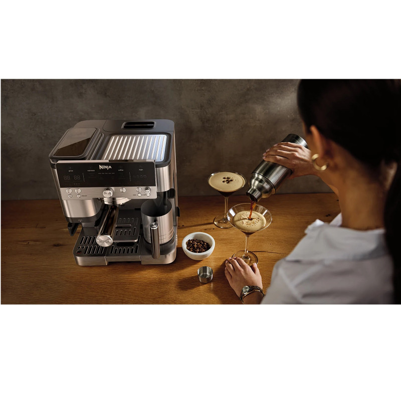 Espressor automat 3in1 Ninja Luxe Café Premier ES601EU, 1650W, 15 bar, 2 litri, Barista Assist, 4 moduri, 3 setari de temperatura, Inox/Negru