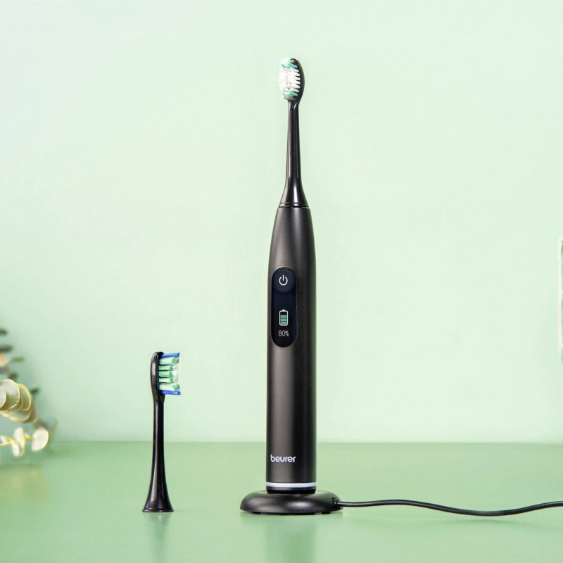 Periuta de dinti electrica sonica Beurer SC 50, 80000 rpm, 5 moduri, Timer, Autonomie 22 zile, Afisaj LED, Tip-C + Placa magnetica, Negru