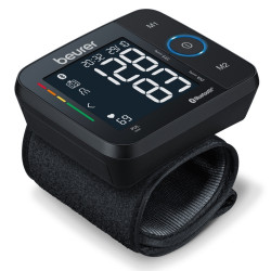 Monitor de tensiune arteriala Beurer BC 54, Incheietura 13,5-21,5 cm, Compatibilitate Android Si iOS, Bluetooth, Indicator de risc, Aritmie, LCD, Negru