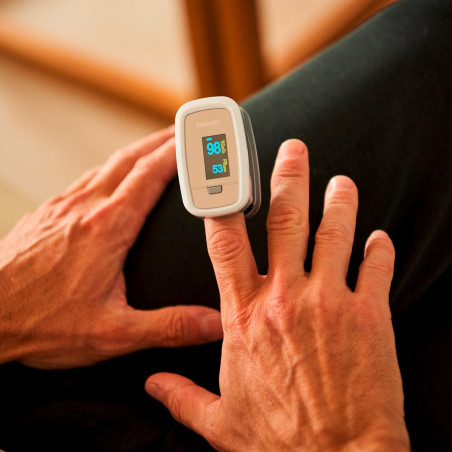 Beurer PO 30 Medical Fingertip Pulse Oximetru, SpO₂, puls, fără sânge și fără durere, OLED, afișaj grafic, CE, IP22, gri / alb