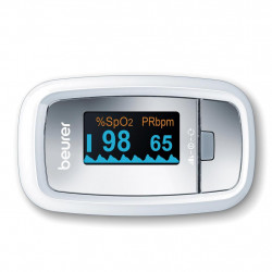 Beurer PO 30 Medical Fingertip Pulse Oximetru, SpO₂, puls, fără sânge și fără durere, OLED, afișaj grafic, CE, IP22, gri / alb
