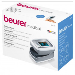 Beurer PO 30 Medical Fingertip Pulse Oximetru, SpO₂, puls, fără sânge și fără durere, OLED, afișaj grafic, CE, IP22, gri / alb