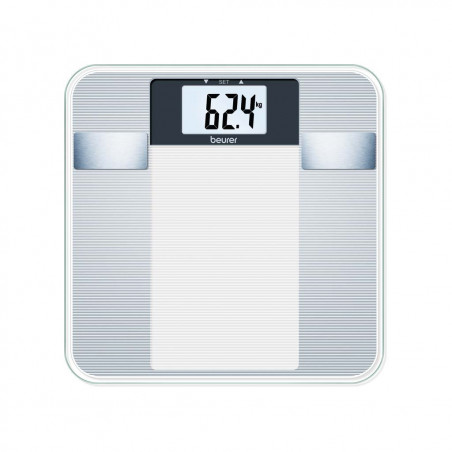 Beurer BG 13, până la 150 kg, 6 funcții, memorie, LCD, 5 niveluri de activitate, transparent/argintiu