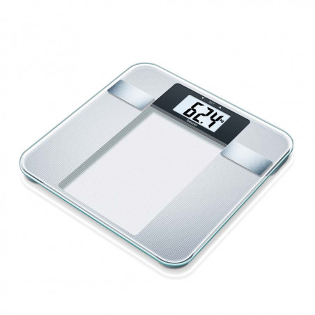 Beurer BG 13, până la 150 kg, 6 funcții, memorie, LCD, 5 niveluri de activitate, transparent/argintiu