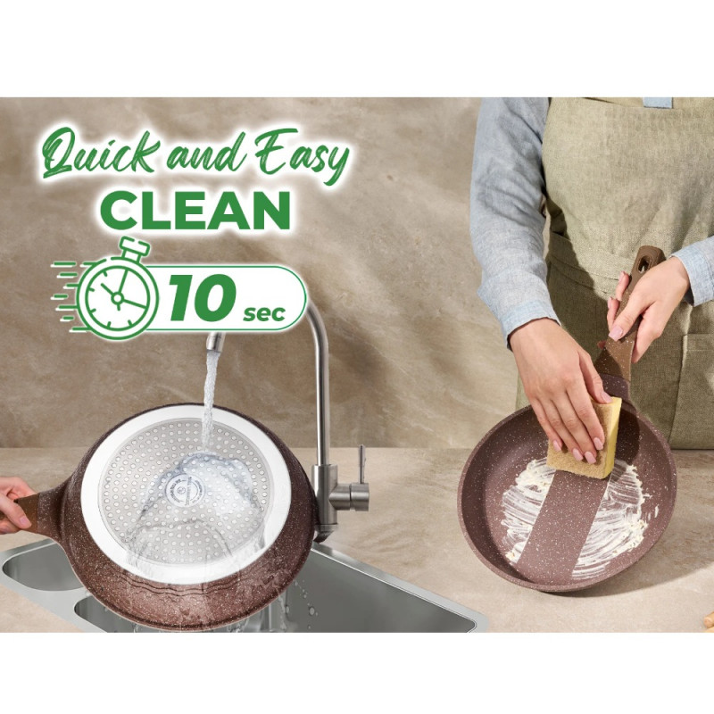 Set de oale si tigai Just Perfecto JL-26, 14 h, Acoperire din marmura, Inductie, Steamer, Accesorii, Maro