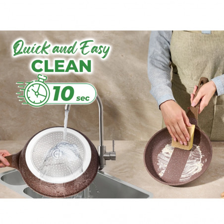 Set de oale si tigai Just Perfecto JL-26, 14 h, Acoperire din marmura, Inductie, Steamer, Accesorii, Maro