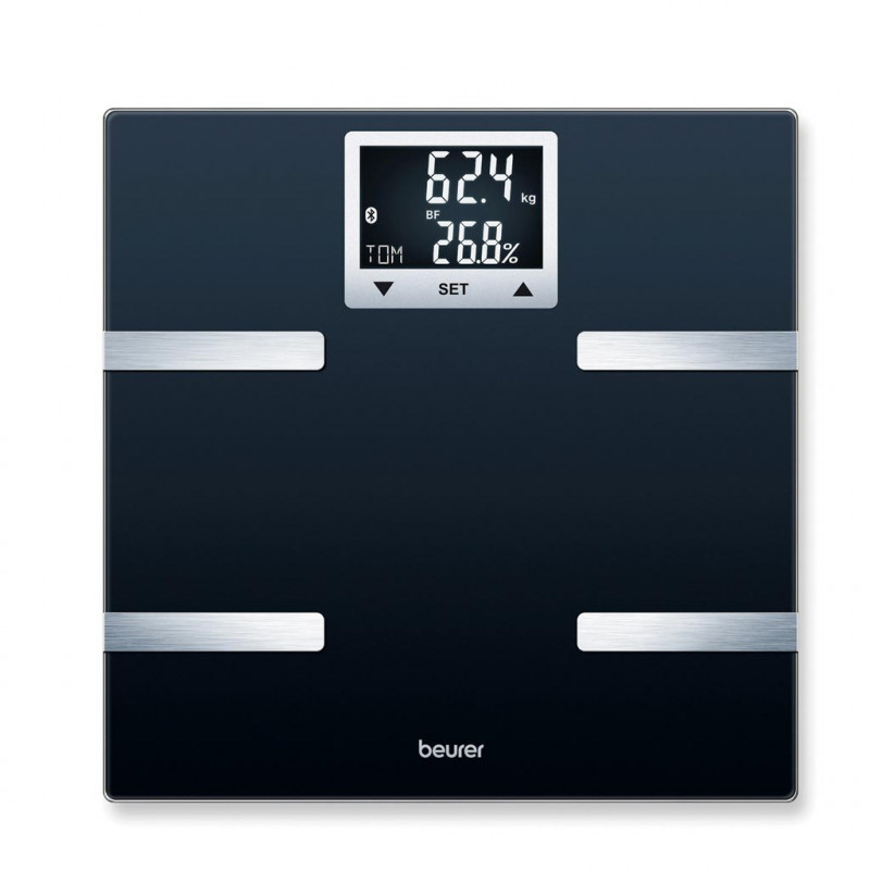 Beurer BF 720 BT, Până la 180 kg, 8 funcții, Memorie, LCD, Cifre mari, Start rapid, Recunoaștere automată a utilizatorului, Negru