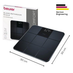 Beurer GS 235, Până la 180 kg, Cifre mari, Sticlă călită, Magic LED, Suprafață antiderapantă, Negru