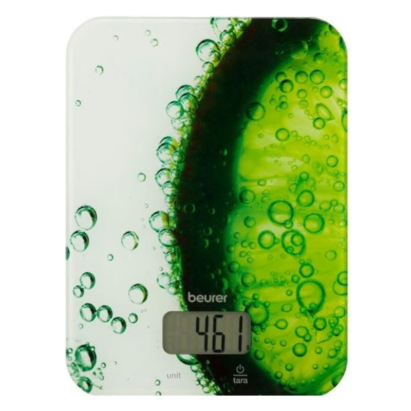 Cântar de bucătărie Beurer KS 19 Fresh, Până la 5 kg, Tare, Control tactil, LCD, Sticlă, Ultra-subțire, Verde