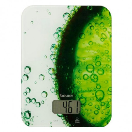 Cântar de bucătărie Beurer KS 19 Fresh, Până la 5 kg, Tare, Control tactil, LCD, Sticlă, Ultra-subțire, Verde
