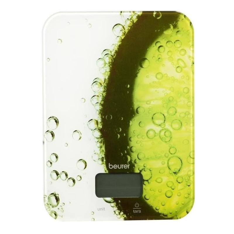 Cântar de bucătărie Beurer KS 19 Fresh, Până la 5 kg, Tare, Control tactil, LCD, Sticlă, Ultra-subțire, Verde