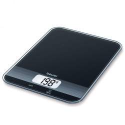 Cântar de bucătărie Beurer KS 19 Black, Până la 5 kg, Tare, Control tactil, LCD, Sticlă, Ultrafin, Negru