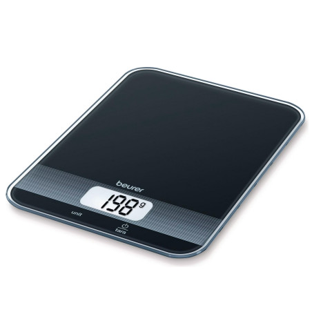Cântar de bucătărie Beurer KS 19 Black, Până la 5 kg, Tare, Control tactil, LCD, Sticlă, Ultrafin, Negru