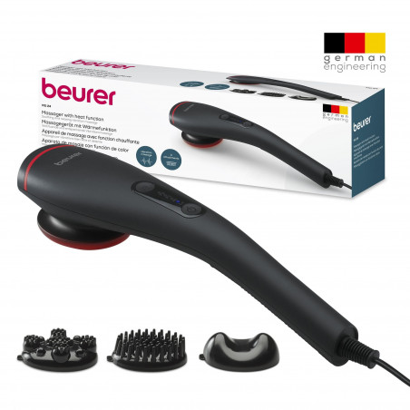 Aparat de masaj Beurer MG 24, 12W, încălzire, vibrații, 3 atașamente, 2 trepte, LED, negru