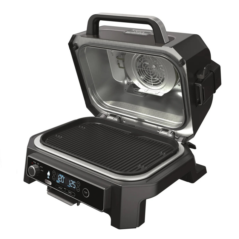 Gratar electric Ninja OG850EU, 1700W, 4 programe, 45x29 cm, 240C, ceramica Plocha, Tehnologie Woodfire, IPX4, Negru