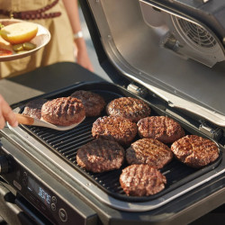 Gratar electric Ninja OG850EU, 1700W, 4 programe, 45x29 cm, 240C, ceramica Plocha, Tehnologie Woodfire, IPX4, Negru