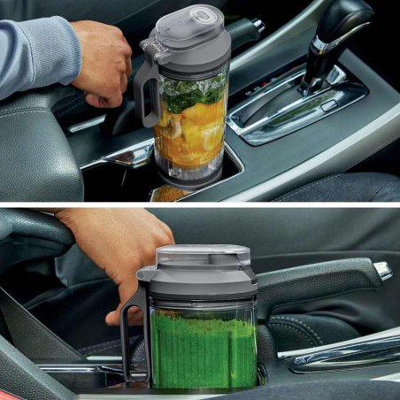 Blender portabil Ninja Blast Max BC251EUGY, 14.4W, 11.1V, 570 ml, 19000 rpm, Zdrobire gheata, Pana la 25 de cicluri, Fara BPA, Gri