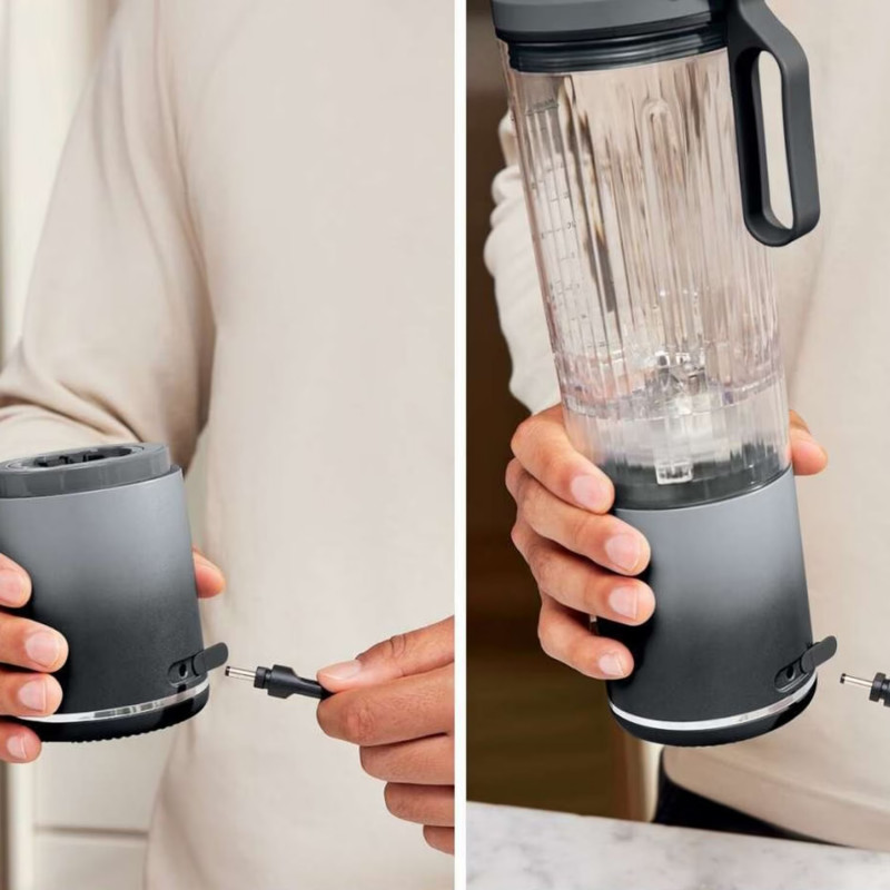 Blender portabil Ninja Blast Max BC251EUGY, 14.4W, 11.1V, 570 ml, 19000 rpm, Zdrobire gheata, Pana la 25 de cicluri, Fara BPA, Gri