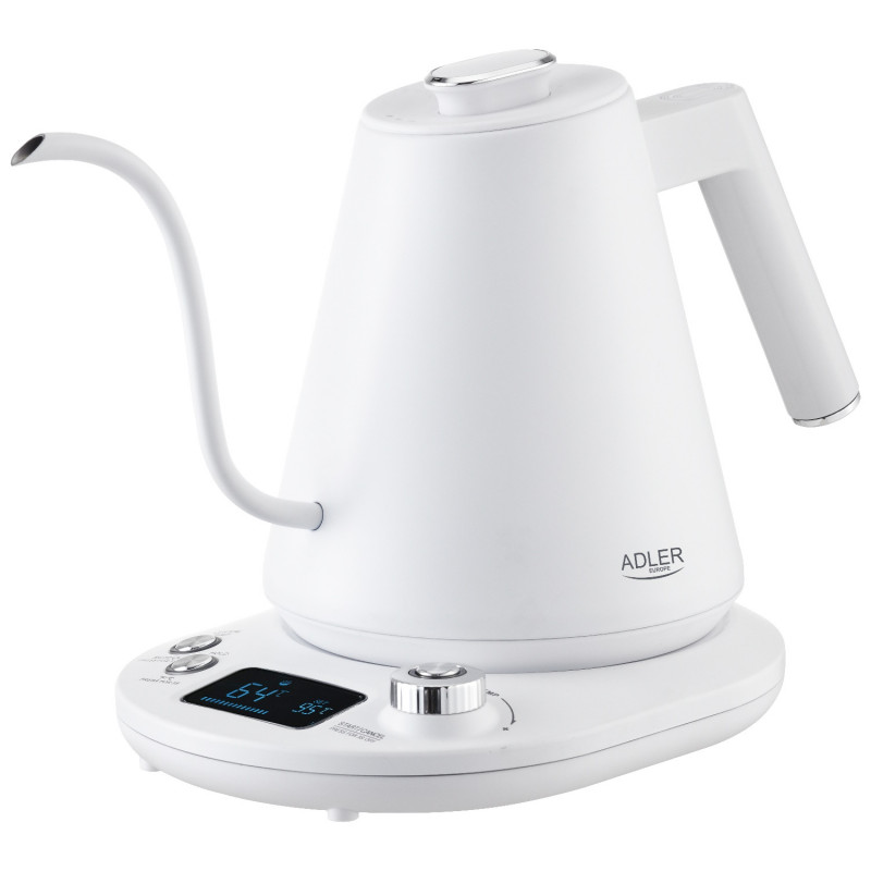 Cana electrica Adler AD 1349W, 1100W, 1 l, 40-100°C, mentinere caldura, Afisaj LED, Alb