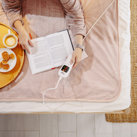 Patura electrica Adler AD 7443, 120W, 160x180 cm, Controler LCD, Protectie la supraincalzire, 7 setari, Timer, Roz