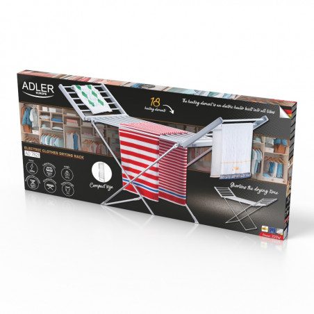 Uscator de rufe electric Adler AD 7821, 220W, 18 elemente, IP22, Alb