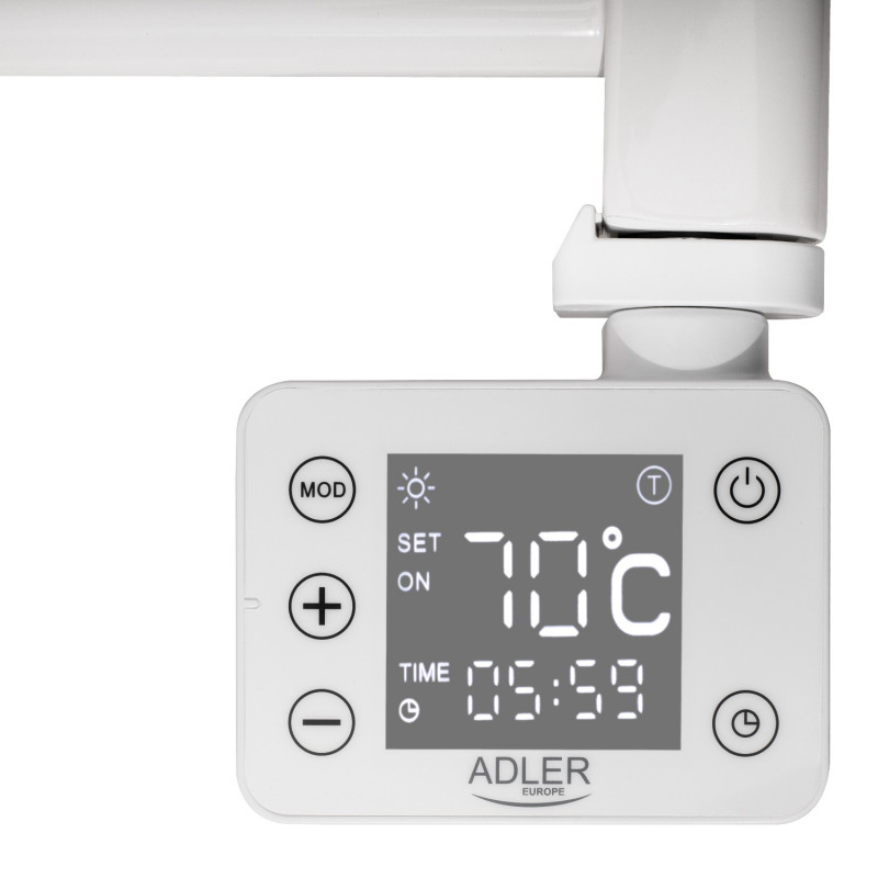 Calorifer pentru baie Adler AD 7824, 600W, 13 elementi, Panou de control LED, IP24, Alb